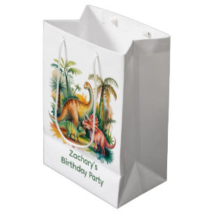 Sac Cadeau Moyen Fête d'anniversaire garçon thème dinosaures