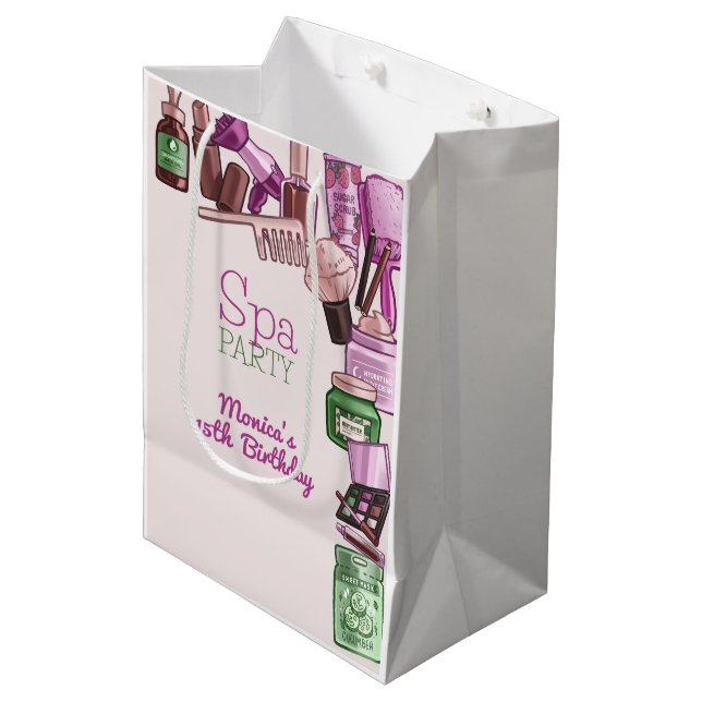 Sac Cadeau Moyen Fête d'anniversaire spa de beauté (Devant Angle)
