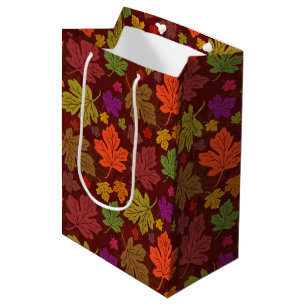 Sac Cadeau Moyen Fête d'automne Motif Feuille d'érable