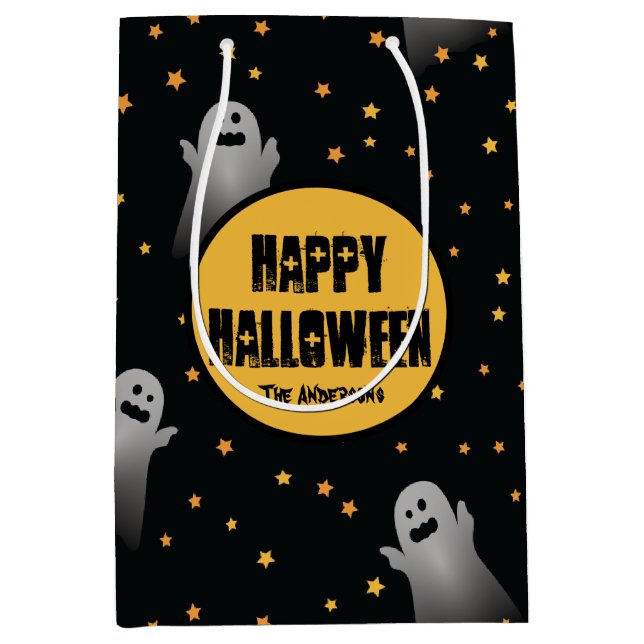 Sac Cadeau Moyen Fête de l'Halloween Motif des fantômes effrayants (Devant)