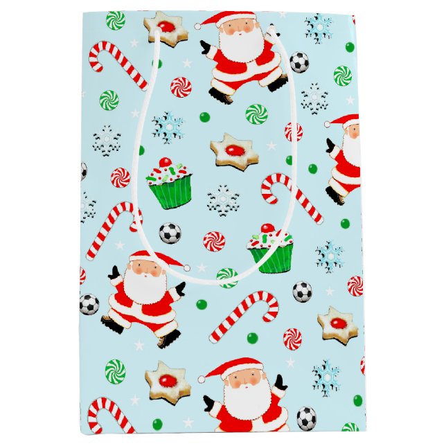 Sac Cadeau Moyen Fête de Noël de football créatif (Devant)