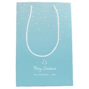 Sac Cadeau Moyen Fête de Noël Pâque Bleu Moelleux Minimal