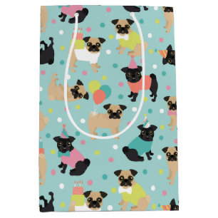 Sac Cadeau Moyen Fête de Pug Birthday