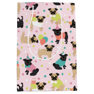 Sac Cadeau Moyen Fête de Pug Birthday
