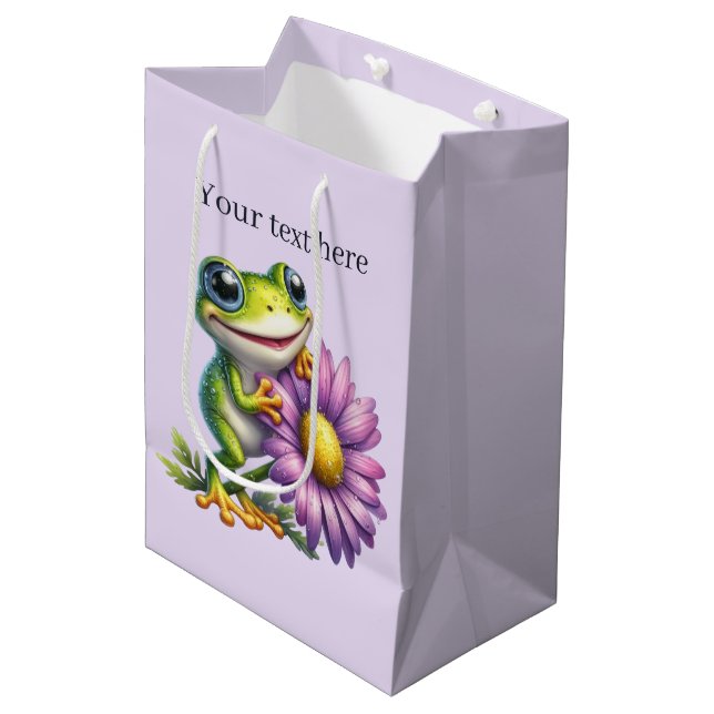 Sac Cadeau Moyen Fête des amoureux mignons personnalisable (Devant Angle)