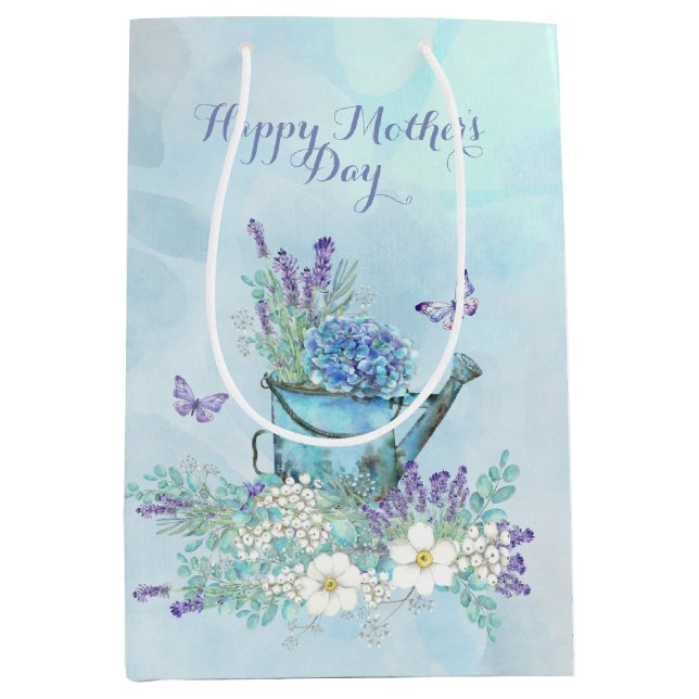 Sac Cadeau Moyen Fête des mères Fleurs et papillons d'été (Devant)