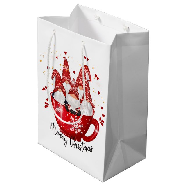 Sac Cadeau Moyen fête Noël gnomes Fête (Dos Angle)