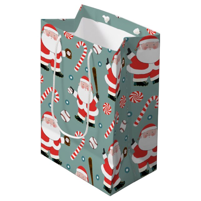 Sac Cadeau Moyen Fêtes de Noël de baseball (Devant Angle)