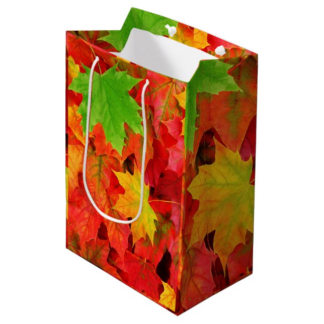 Sac Cadeau Moyen Feuille d'automne (Devant Angle)