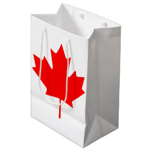 Sac Cadeau Moyen Feuille d'érable rouge du drapeau canadien