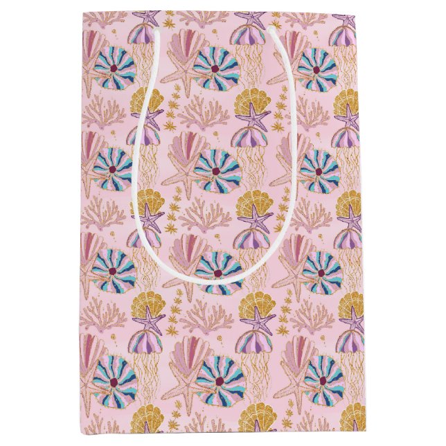 Sac Cadeau Moyen Fille Bébé rose sous la brise marine (Devant)