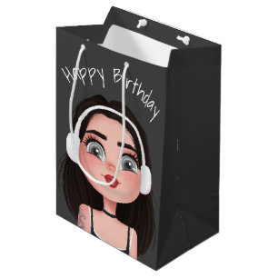 Sac Cadeau Moyen Fille d'anniversaire de dessin animé avec casque