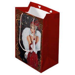 Sac Cadeau Moyen Fille flapper de Noël Ciel nocturne étoilé