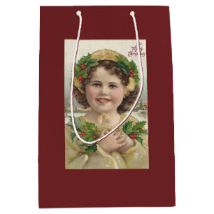 Sac Cadeau Moyen Fille vintage avec le houx