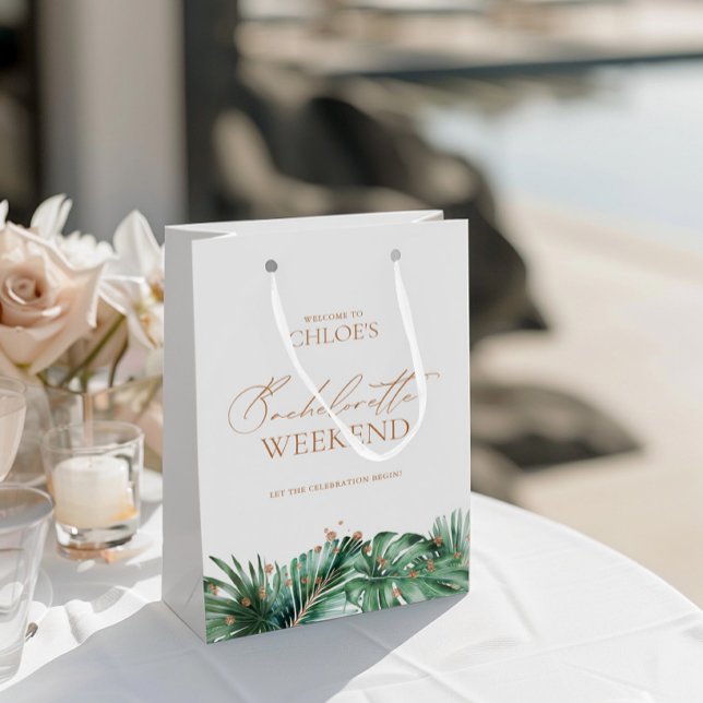 Sac Cadeau Moyen Fin de semaine élégante de bachelorette tropicale (Elegant Tropical Bachelorette Weekend Medium Gift Bag)