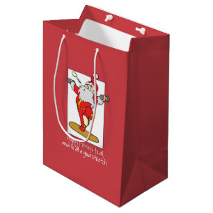 Sac Cadeau Moyen Fitness Exercice Noël avec Père Noël