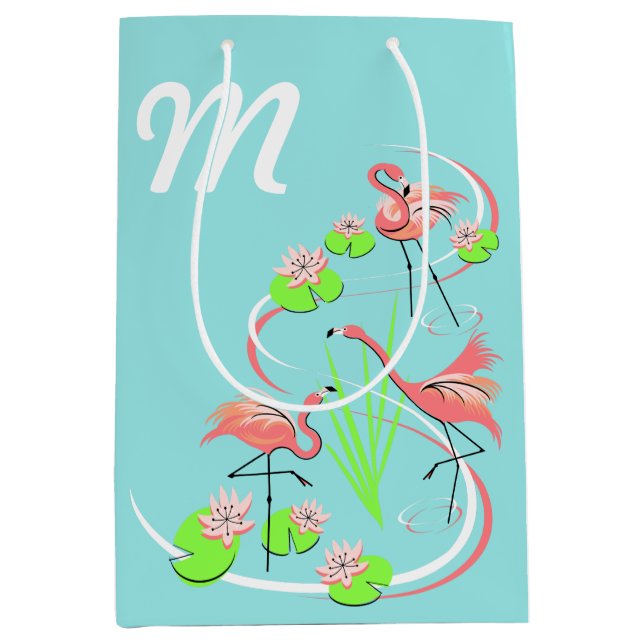 Sac Cadeau Moyen Flamant rose Fandango Trio Monogramme moyen (Devant)