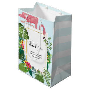Sac Cadeau Moyen Flamant Rose Tropical Élégant Entreprise