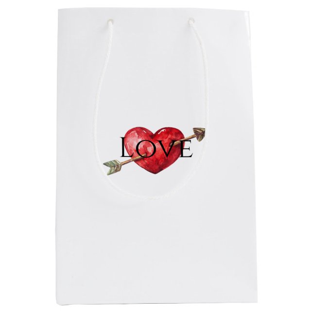 Sac Cadeau Moyen Flèche du coeur rouge amour (Devant)