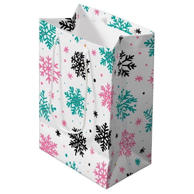 Sac Cadeau Moyen Flèches de neige rétro (Devant Angle)