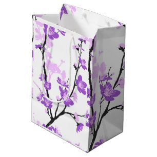 Sac Cadeau Moyen Fleur de cerisier japonaise, violet royal, fleur,
