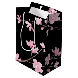 Sac Cadeau Moyen Fleur de cerisier - Noir