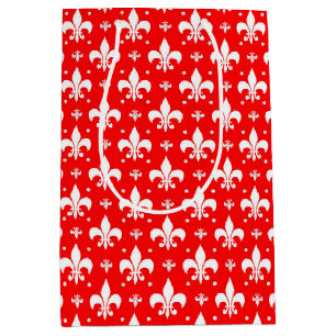 Sac Cadeau Moyen Fleur de lis rouge Motif
