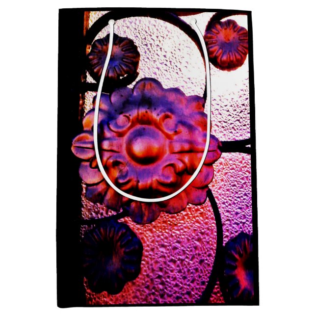 Sac Cadeau Moyen Fleur Magenta (Devant)