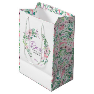 Sac Cadeau Moyen Fleurs à pendage coloré Wreath - Texte de mariée