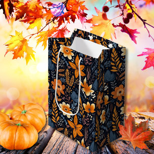 Sac Cadeau Moyen Fleurs Boho minimalistes Automne