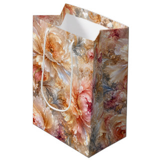 Sac Cadeau Moyen Fleurs de Fantaisie Luxueuses