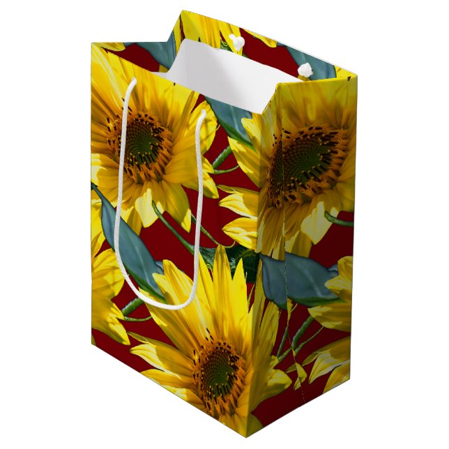 Sac Cadeau Moyen Fleurs de soleil (Devant Angle)