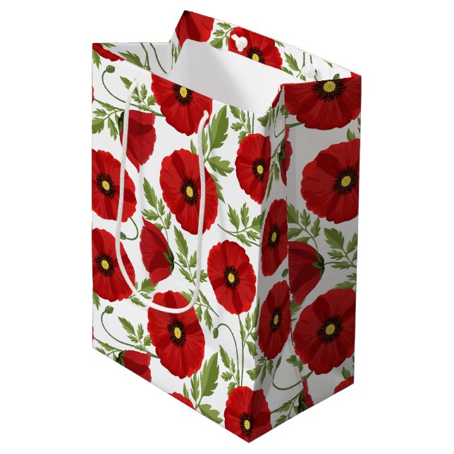 Sac Cadeau Moyen Fleurs d'été joyeuses floraison de pavot (Devant Angle)