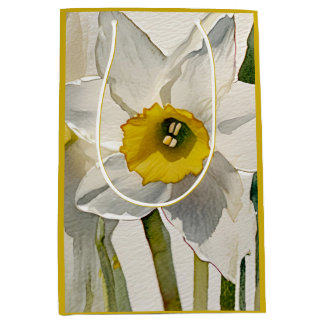 Sac Cadeau Moyen Fleurs d'Iris Aquarelle Modernes