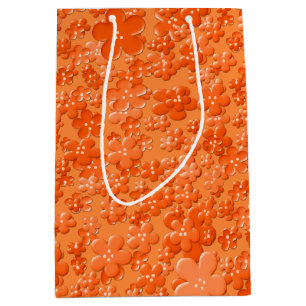 Sac Cadeau Moyen Fleurs dispersées, Sac-CADEAU orange M
