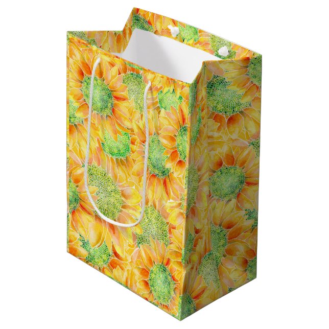 Sac Cadeau Moyen Fleurs jaunes (Devant Angle)