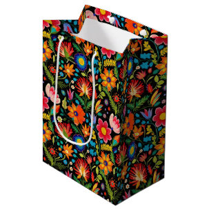 Sac Cadeau Moyen Fleurs mexicaines de fiesta carrelées