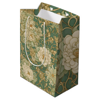 Sac Cadeau Moyen Fleurs Nostalgiques aux Teintes Vintage