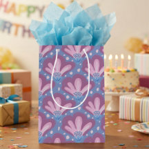 Fleurs peintes rose et bleu avec des points