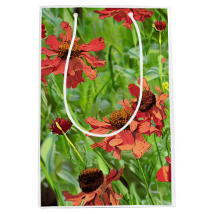 SAC CADEAU MOYEN FLEURS ROUGES RUDBECKIA