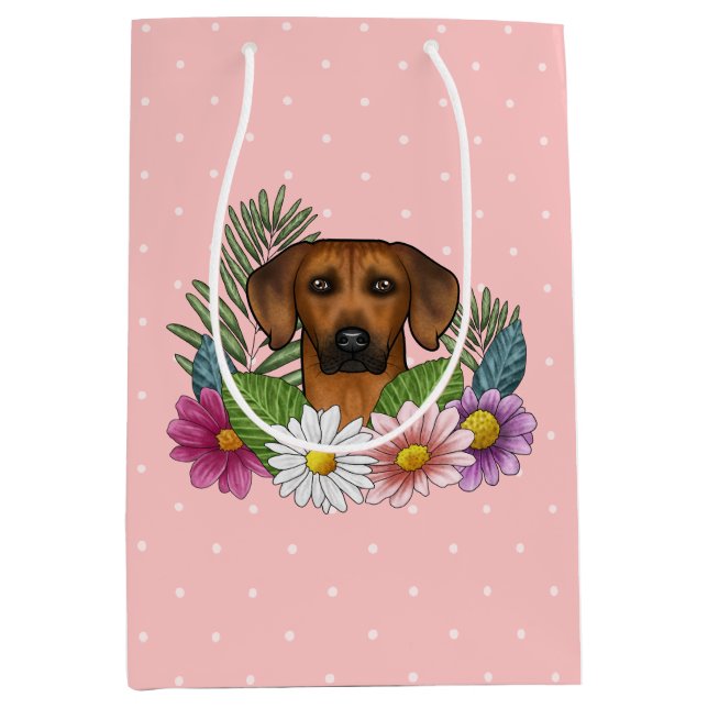 Sac Cadeau Moyen Fleurs sauvages De Tête De Chien Rhodesian Ridgeba (Devant)