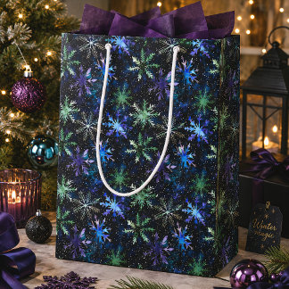 Sac Cadeau Moyen Flocons de neige de galaxie Noël céleste