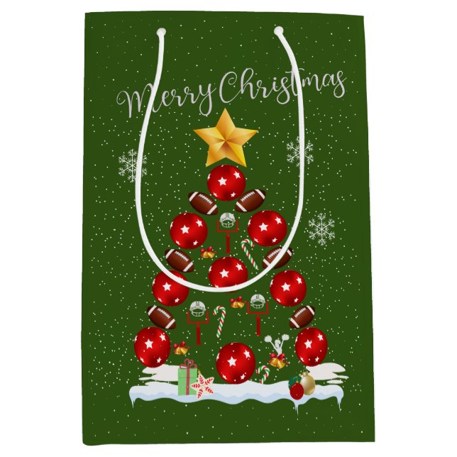 Sac Cadeau Moyen Football Arbre de Noël (Devant)