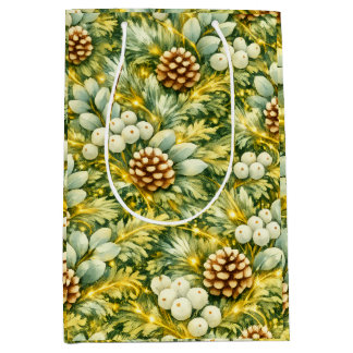 Sac Cadeau Moyen Forêt de conifères enneigée
