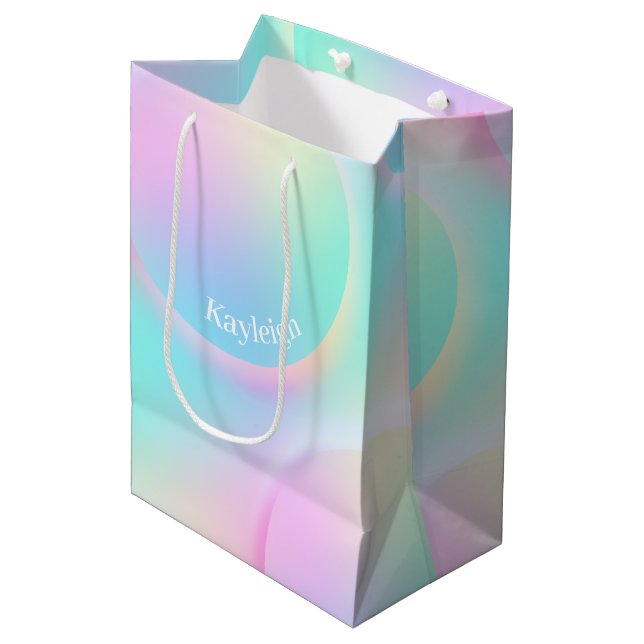 Sac Cadeau Moyen Forme de dégradé pastel doux arc-en-ciel (Devant Angle)
