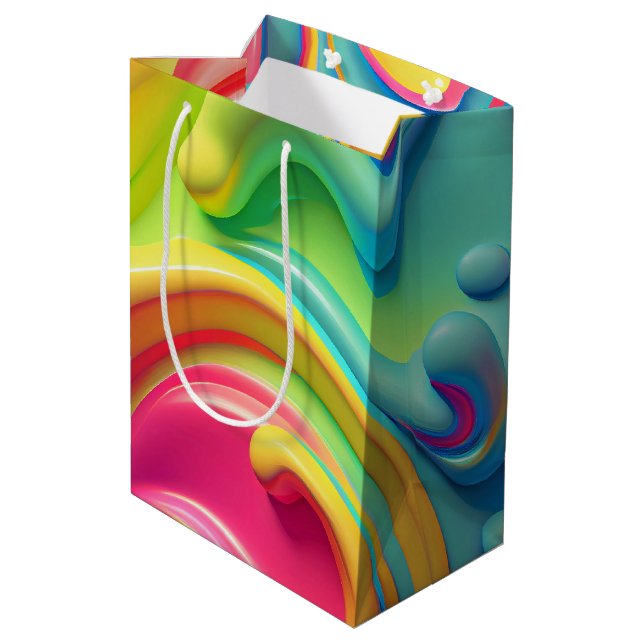 Sac Cadeau Moyen Formes en plastique arc-en-ciel (Dos Angle)