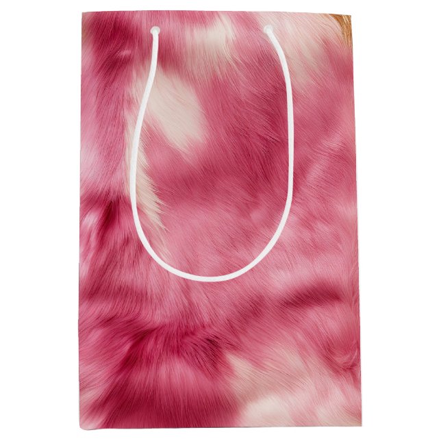 Sac Cadeau Moyen Fourrure d'or rose (Devant)