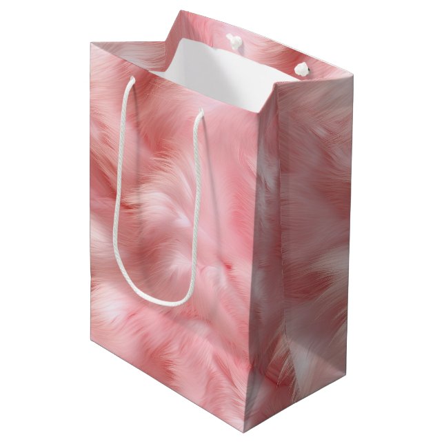 Sac Cadeau Moyen Fourrure rose pâle (Devant Angle)