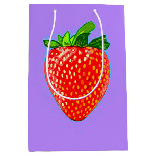 Sac Cadeau Moyen Fraise juteuse en style pop art
