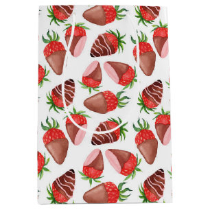Sac Cadeau Moyen Fraises couvertes de chocolat Saint-Valentin
